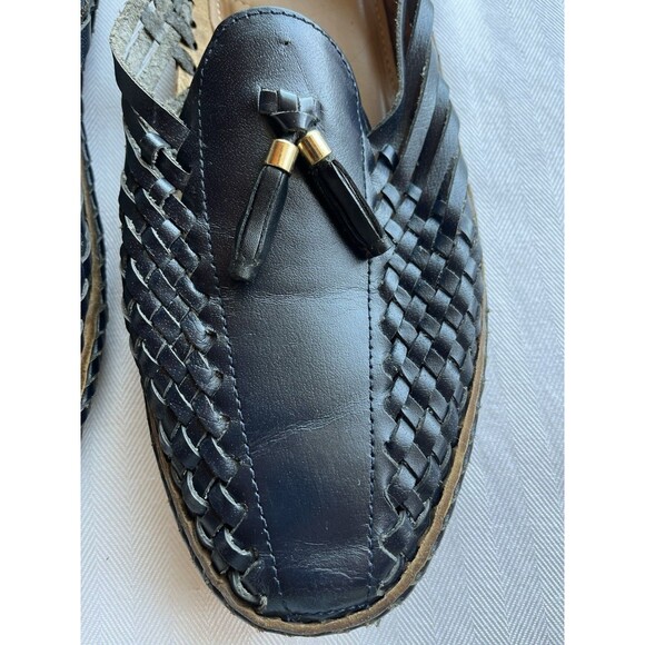 DesiHangover Chief Navy Blue Leather Woven Huarache Slip On Loafer Men’s Size 11 - Picture 3 of 12
